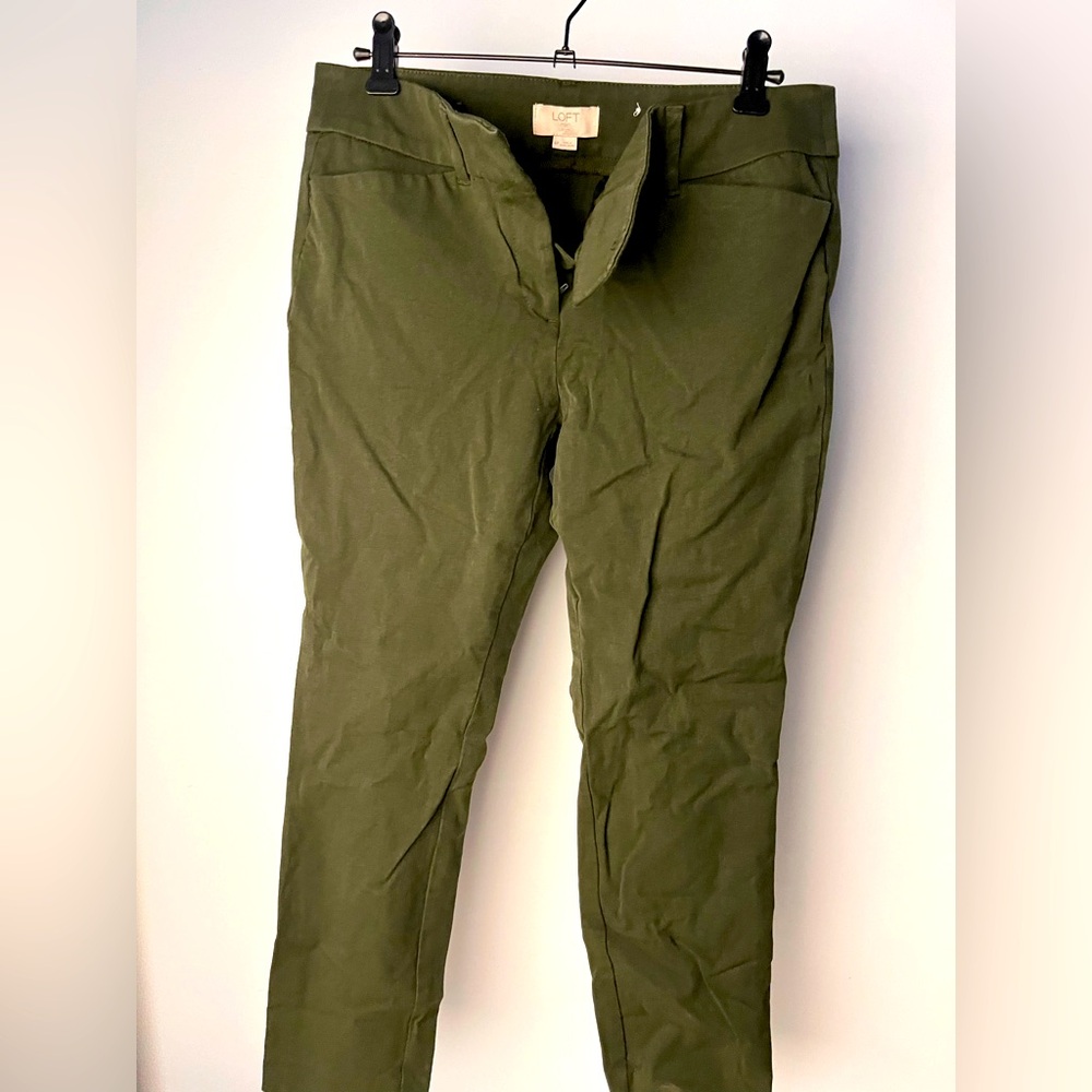 Loft Outlet Dress Pants Green Womens Modern Skinny Ankle Mid Rise - Like new!